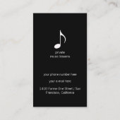 ミュージシャンブラックビジネスカードとミュージカルノート 名刺 (裏面)