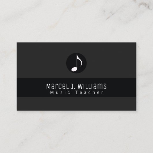 ミュージシャンブラックビジネスカードとミュージックノート 名刺 (正面)