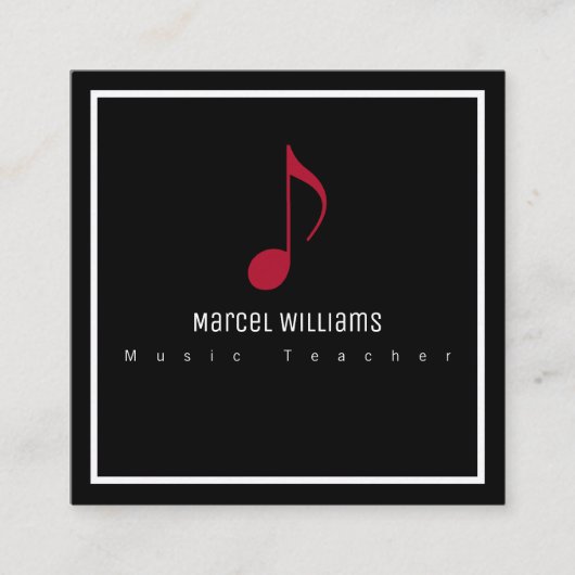 ミュージシャンブラックビジネスカード(ミュージカルノート) スクエア名刺 (正面)