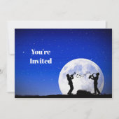 ミュージシャンブルーフルムーン誕生日 招待状 (正面)
