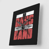 ミュージシャンベーシスストギフトアイディアバスギター スクエア壁時計 (傾斜)