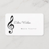 ミュージシャンホワイト名刺と高音の音符 名刺 (正面)