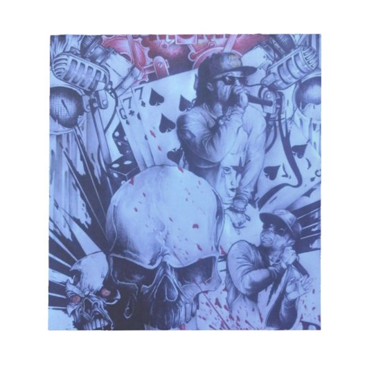 ミュージシャンポップ・アートのズブルーパープルアートプリント ノートパッド (正面)