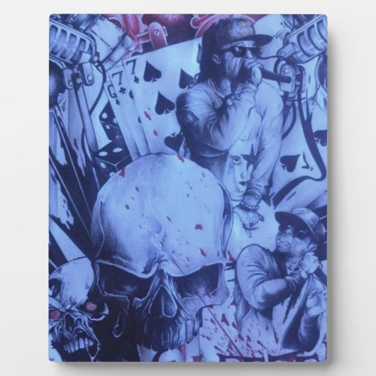 ミュージシャンポップ・アートのズブルーパープルアートプリント フォトプラーク (正面)