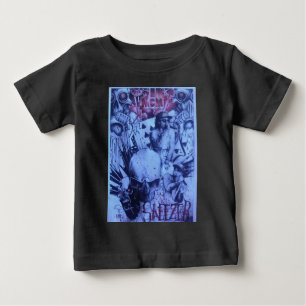 ミュージシャンポップ・アートのズブルーパープルアートプリント ベビーTシャツ