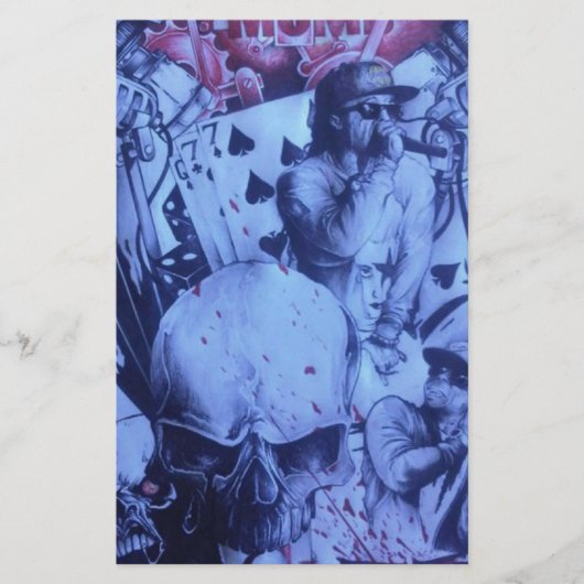 ミュージシャンポップ・アートのズブルーパープルアートプリント 便箋 (正面)