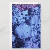 ミュージシャンポップ・アートのズブルーパープルアートプリント 便箋 (正面/裏面)