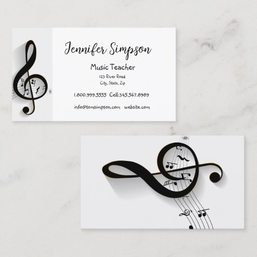 ミュージシャンミュージカルミュージックノート先生バンドシンガー 名刺 (正面/裏面)