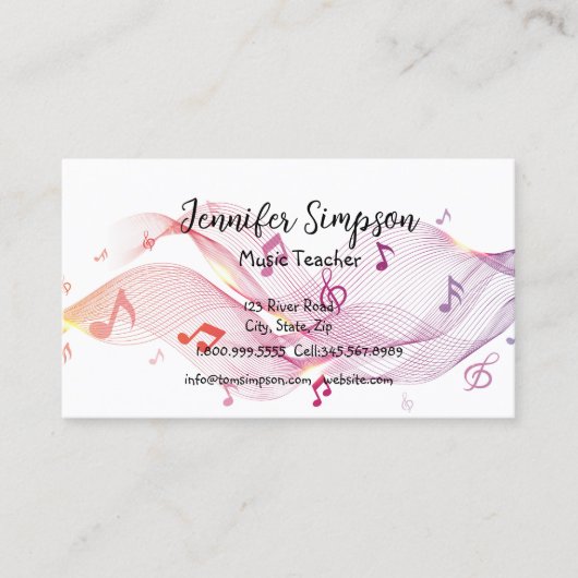 ミュージシャンミュージカルミュージックノート先生バンドシンガーB 名刺 (正面)