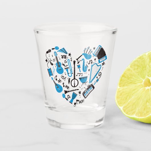 ミュージシャンミュージカル楽器ハートツール ショットグラス (正面)