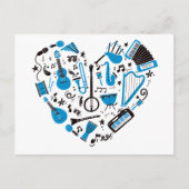 ミュージシャンミュージカル楽器ハートツール ポストカード (正面)