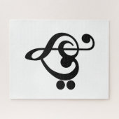 ミュージシャンミュージックハート- Treble Bassクレフ、 音符記号 ジグソーパズル (横)