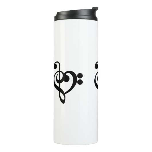 ミュージシャンミュージックハート- Treble Bassクレフ、 音符記号 タンブラー (回転左)