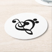 ミュージシャンミュージックハート- Treble Bassクレフ、 音符記号 ラウンドペーパーコースター (アングル)