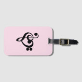 ミュージシャンミュージックハート- Treble Bassクレフ、 音符記号 ラゲッジタグ (正面横)