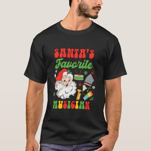 ミュージシャンミュージックラバークリスマスサンタお気に入りのスムー Tシャツ (正面)