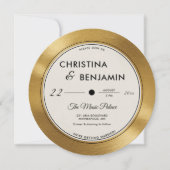 ミュージシャンモダンヴィンテージレコード金ゴールドビニ結婚ウム 招待状 (正面)