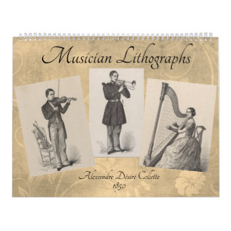 ミュージシャンリトグラフ – ヴィンテージ音楽リソグラフィー カレンダー