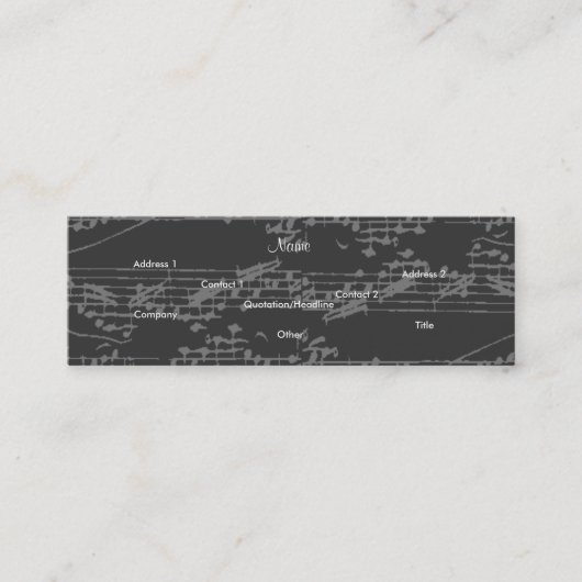 ミュージシャンヴィンテージグレーノートブライトギターIII スキニー名刺 (正面)