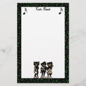 ミュージシャンヴィンテージ黒猫ミュージックノート 便箋 (正面)