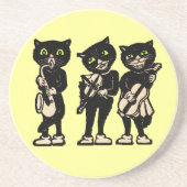 ミュージシャンヴィンテージ黒猫 コースター (正面)