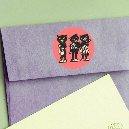 ミュージシャンヴィンテージ黒猫 ラウンドシール