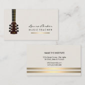 ミュージシャン先生ギター楽器金ゴールド 名刺 (正面/裏面)