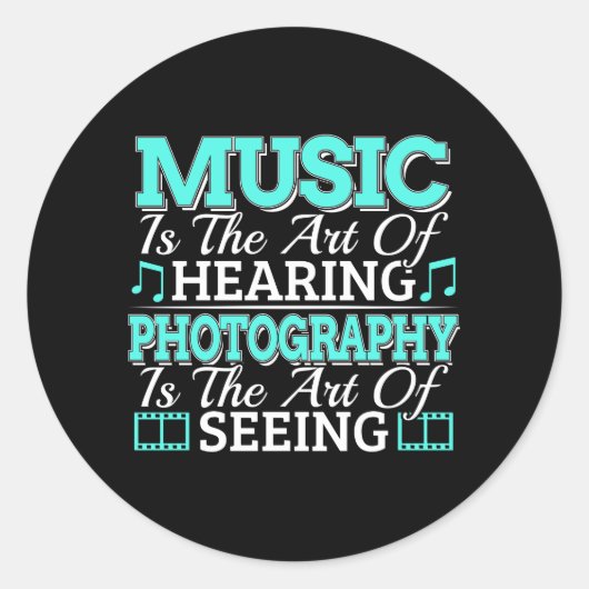 ミュージシャン写真家 – 感動的引用文 ラウンドシール (正面)