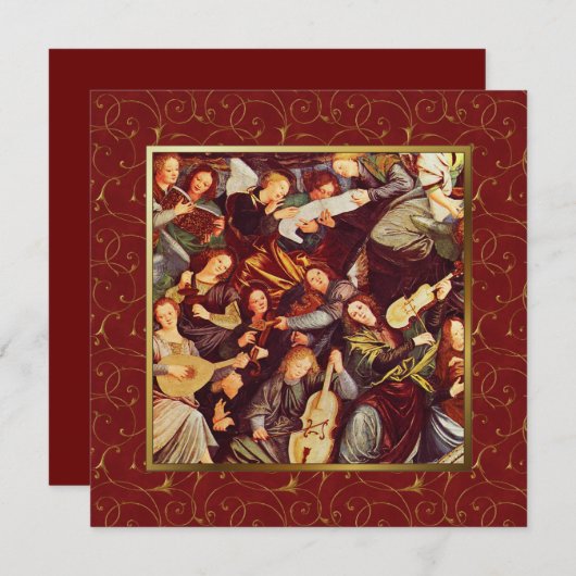 ミュージシャン天使。ファインアートフラットクリスマスカード シーズンカード (正面/裏面)