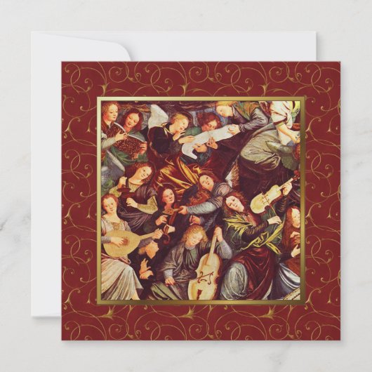 ミュージシャン天使。ファインアートフラットクリスマスカード シーズンカード (正面)