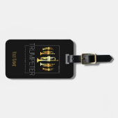 ミュージシャン生まれのラッパを吹き鳴らす ラゲッジタグ (正面横)