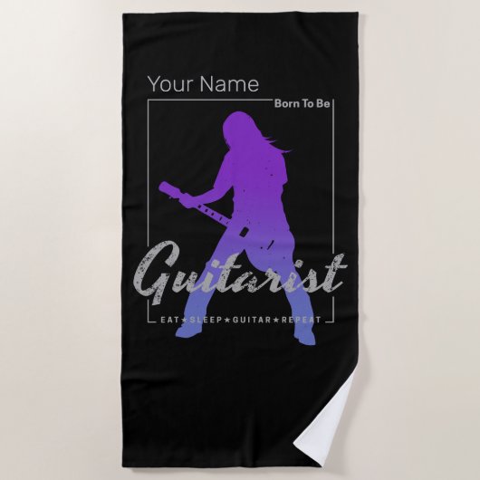 ミュージシャン生まれ・バンドのギタリストへ ビーチタオル (正面)