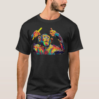 ミュージシャン色のデザインのための猿のドラマーのギフト Tシャツ