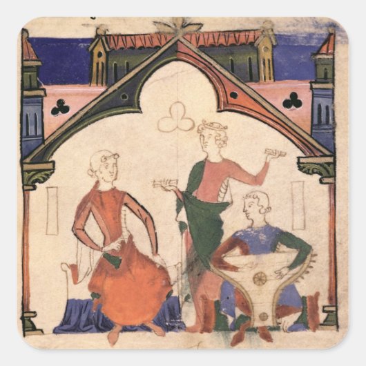 ミュージシャン遊のカスタネットとサルタリー スクエアシール (正面)