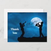 ミュージシャン達の満月シルエット　サンキュー ポストカード (正面/裏面)