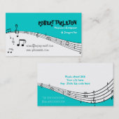 ミュージシャン音楽ペンタグラムターコイズ、ホワイトブラック 名刺 (正面/裏面)