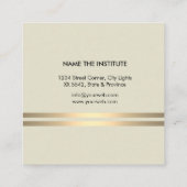 ミュージシャン音楽先生と金ゴールド内の音符 スクエア名刺 (裏面)