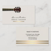 ミュージシャン音楽先生ギター楽器金ゴールド 名刺 (正面/裏面)