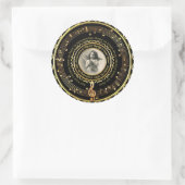 ミュージシャン音符記念フォト金ゴールドブラック ラウンドシール (バッグ)