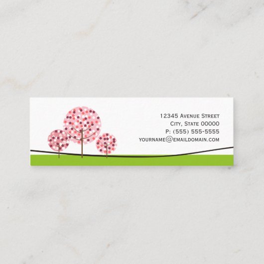 ミュージシャン - かわいいピンクの木のシンボル スキニー名刺 (裏面)