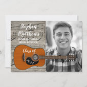 ミュージシャン ギタリスト ナチュラル フォト 卒業 招待状 (正面)