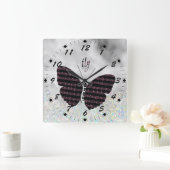 ミュージシャン,歌手,ピアノ奏者バタフライ スクエア壁時計 (ホーム)