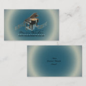 ミュージシャン/音楽先生（ピアノ1）深いブルーBG 名刺 (正面/裏面)