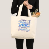 ミュージシャン 音楽好き ワードクラウド ラージトートバッグ (正面(商品))