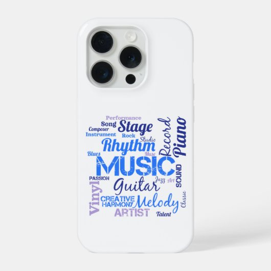 ミュージシャン 音楽好き ワードクラウド iPhoneケース (裏面)
