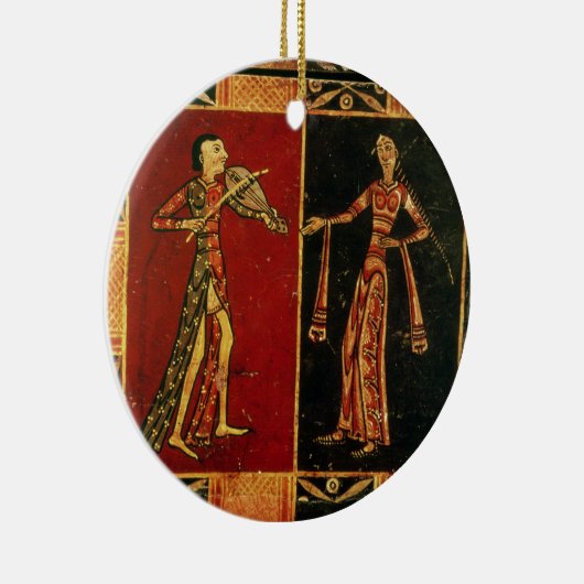 ミュージシャンaを描写する嫁入り道具入れの化粧箱からの詳細 セラミックオーナメント (右)