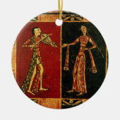 ミュージシャンaを描写する嫁入り道具入れの化粧箱からの詳細 セラミックオーナメント (正面)