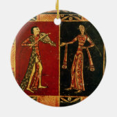 ミュージシャンaを描写する嫁入り道具入れの化粧箱からの詳細 セラミックオーナメント (裏面)