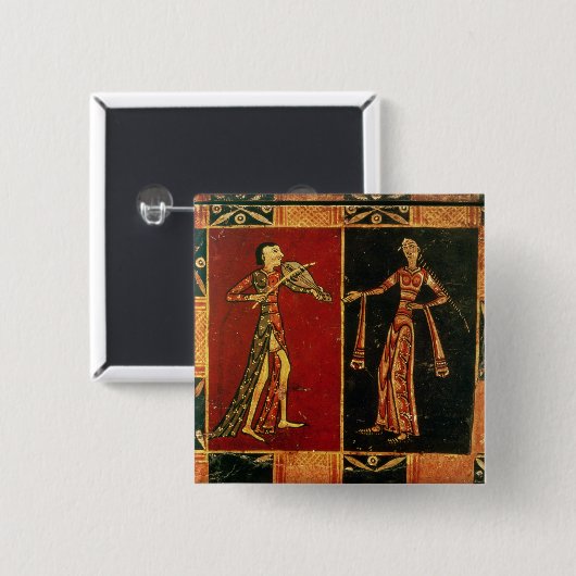 ミュージシャンaを描写する嫁入り道具入れの化粧箱からの詳細 缶バッジ (正面&裏面)