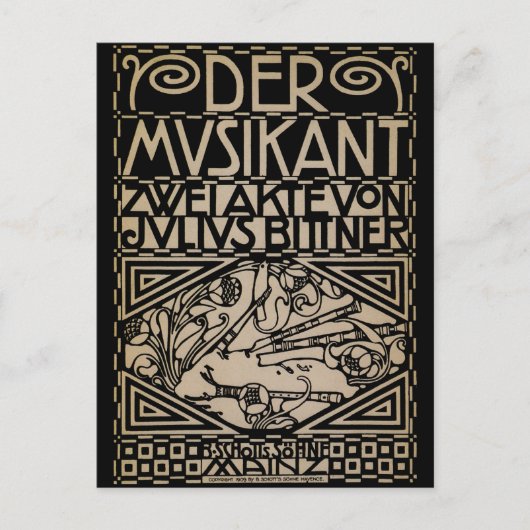 ミュージシャンby: Koloman Moser 1909 ポストカード (正面)